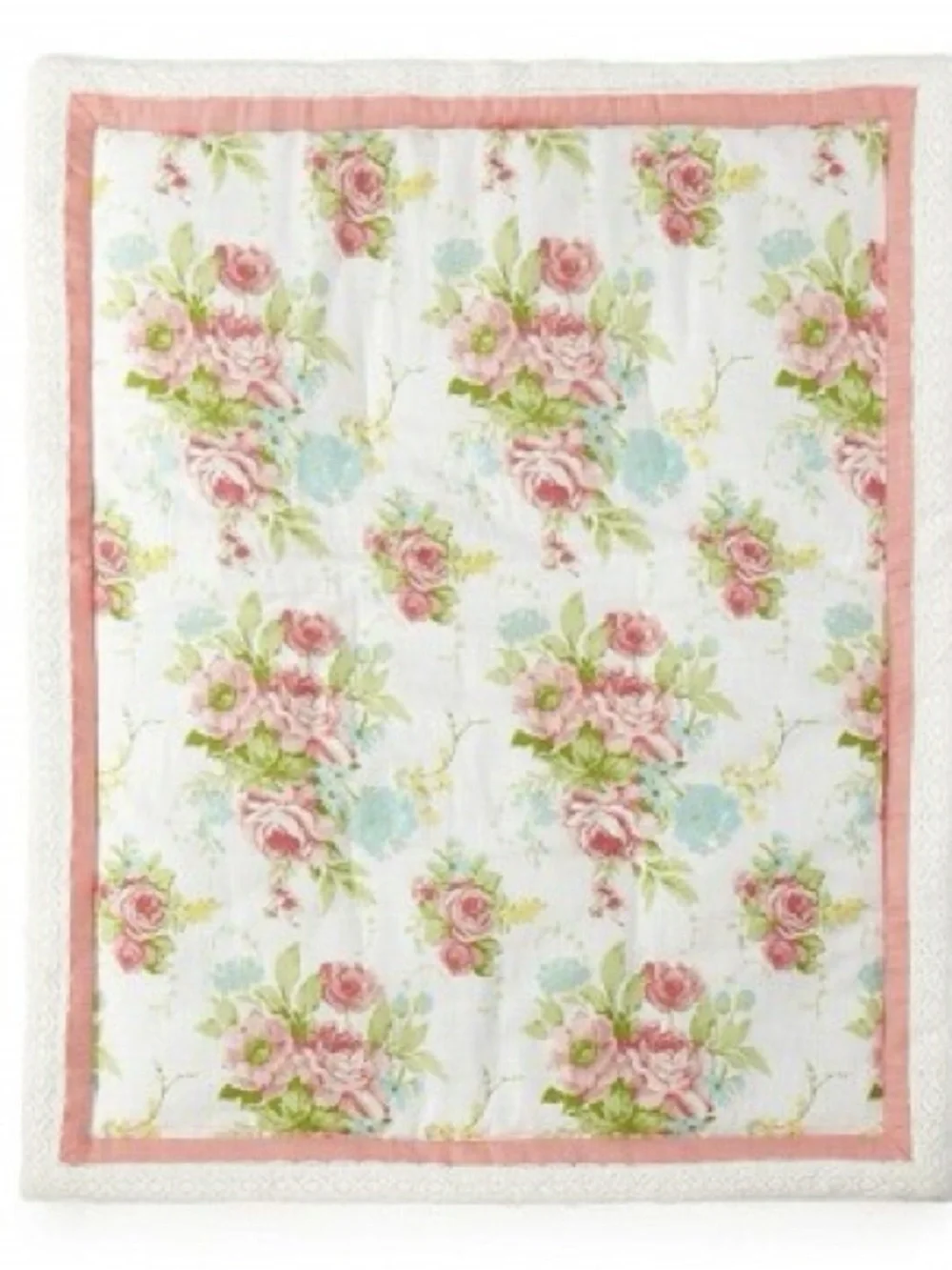 Levtex Baby Emma Crib Quilt Floral Quilted Baby Blanket - Pink and Green